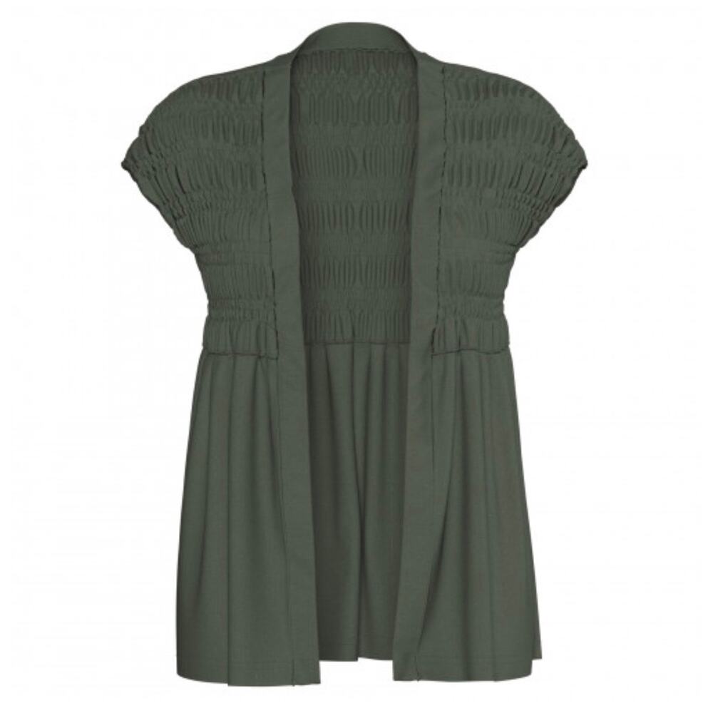 LULAROE Kaylin Cardigan Green Smocked Short Sleeve Fall Layering | Medium